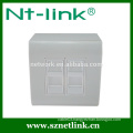 High quality dual port rj45 face plate with bottom box,suitable for rj45 keystone module jack